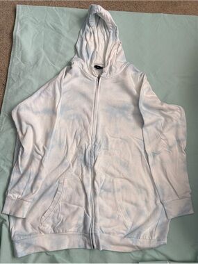 torrid White and Pale Blue Tie-Dye Zip Hoodie
